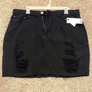 Black mini jean skirt